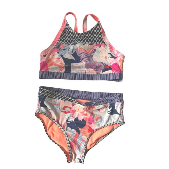 Girls Floral Multicolored 2Piece Athleta Girl Swimsuit - Picture 1 of 3